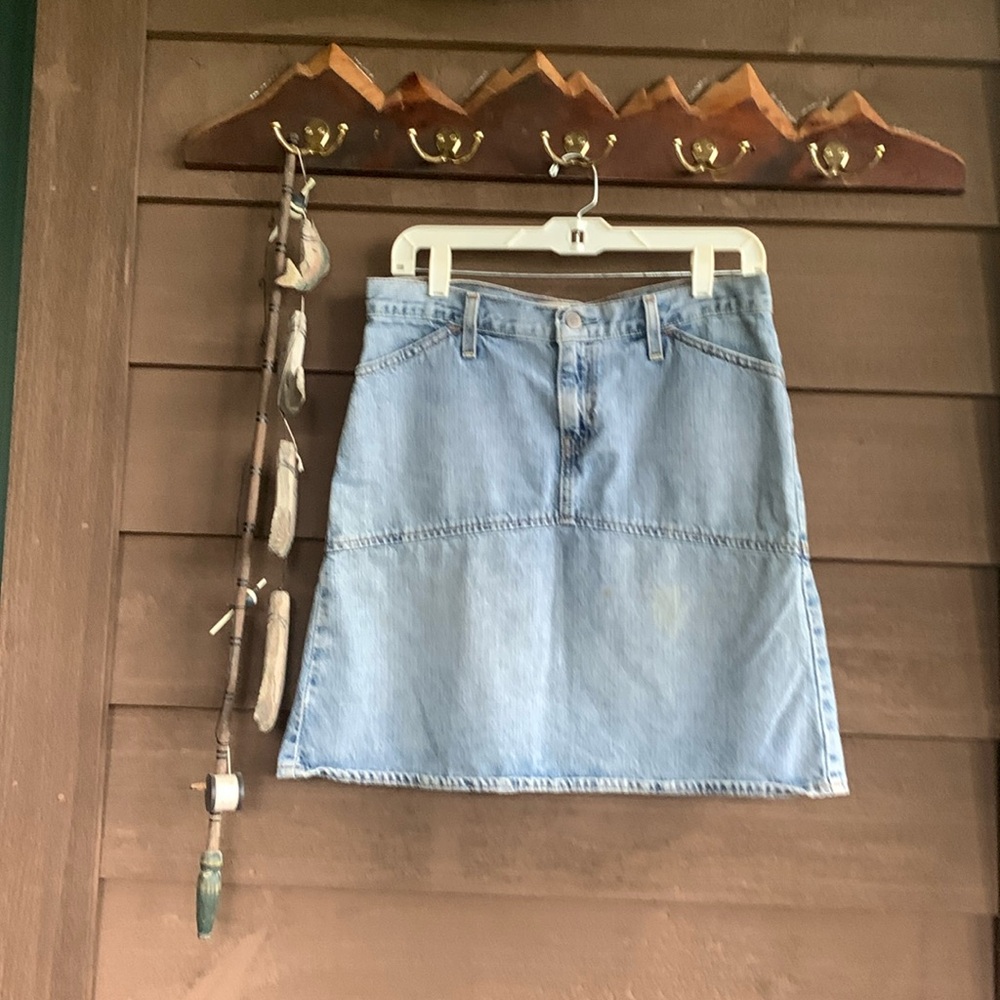Gap jeans skirt, pre worn, faded blue